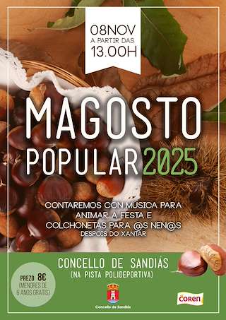 Fechas, información, programa, cartel, imágenes, mapa y ubicación de Magosto Popular (2025)  en  Sandiás