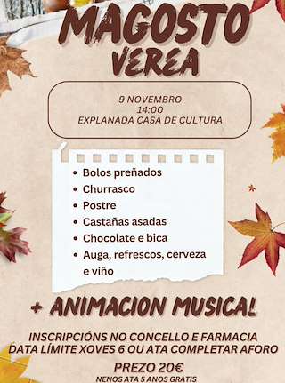 Fechas, información, programa, cartel, imágenes, mapa y ubicación de Magosto Popular  en  Verea
