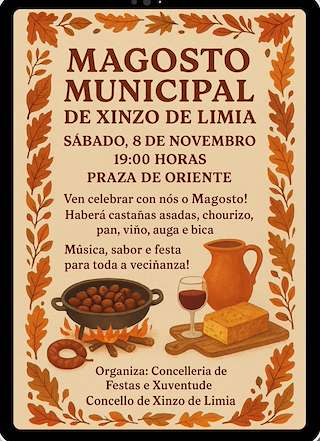 Fechas, información, programa, cartel, imágenes, mapa y ubicación de Magosto (2025)  en  Xinzo de Limia