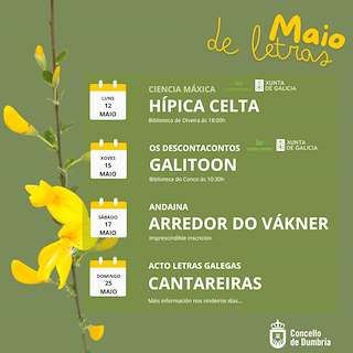 Fechas, información, programa, cartel, imágenes, mapa y ubicación de Maio de Letras  en  Dumbría
