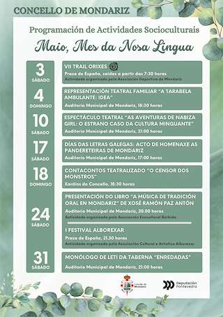 Fechas, información, programa, cartel, imágenes, mapa y ubicación de Maio, Mes da Lingua  en  Mondariz