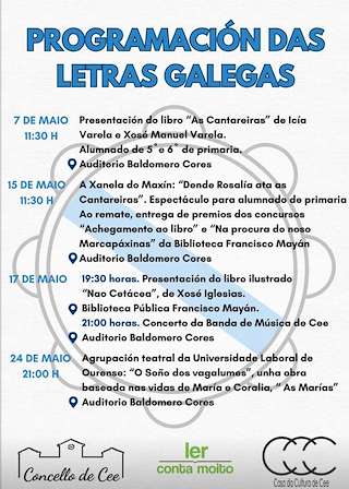 Fechas, información, programa, cartel, imágenes, mapa y ubicación de Maio O Mes das Letras  en  Cee