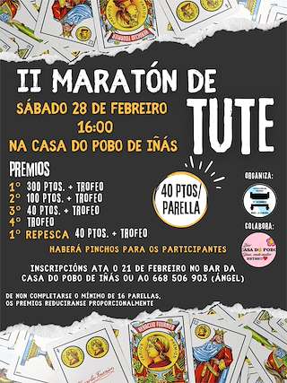 Fechas, información, programa, cartel, imágenes, mapa y ubicación de II Maratón de Tute de Iñás (2026)  en  Oleiros