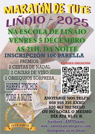 Fechas, información, programa, cartel, imágenes, mapa y ubicación de Maratón de Tute de Liñaio  (2025)  en  Negreira