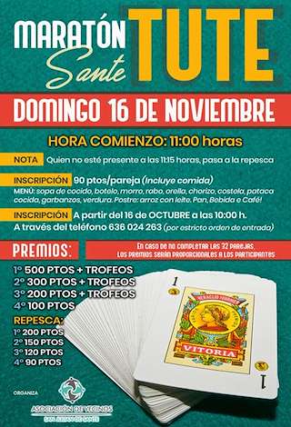 Fechas, información, programa, cartel, imágenes, mapa y ubicación de Maratón de Tute de Sante  (2025)  en  Trabada