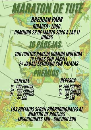 Fechas, información, programa, cartel, imágenes, mapa y ubicación de Maratón de Tute  (2026)  en  Ribadeo
