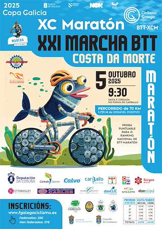Fechas, información, programa, cartel, imágenes, mapa y ubicación de XXI Marcha BTT Costa da Morte (2025)  en  Carballo