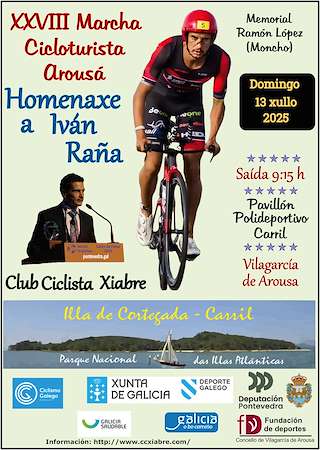 Fechas, información, programa, cartel, imágenes, mapa y ubicación de XXVIII Marcha Cicloturista Arousá - Homenaxe a Iván Raña  en  Vilagarcía de Arousa