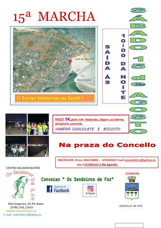 Fechas, información, programa, cartel, imágenes, mapa y ubicación de XV Marcha Nocturna (2026) en Foz