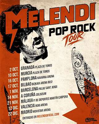 Fechas, información, programa, cartel, imágenes, mapa y ubicación de Melendi - Pop Rock Tour (2026)  en  A Coruña