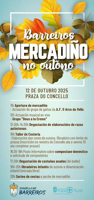 Fechas, información, programa, cartel, imágenes, mapa y ubicación de Mercadiño no Outono (2025)  en  Barreiros