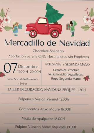 Fechas, información, programa, cartel, imágenes, mapa y ubicación de Mercadillo de Navidad de Bolmente  en  Sober