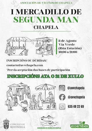 Fechas, información, programa, cartel, imágenes, mapa y ubicación de I Mercadillo de Segunda Man de Chapela (2026)  en  Redondela
