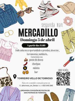 Fechas, información, programa, cartel, imágenes, mapa y ubicación de Mercadillo de Segunda Man de Torroso (2026)  en  Mos