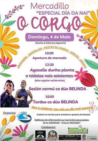 Fechas, información, programa, cartel, imágenes, mapa y ubicación de Mercadillo Especial Día da Nai  en  O Corgo