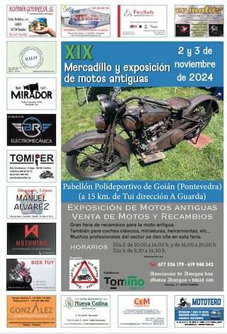 Fechas, información, programa, cartel, imágenes, mapa y ubicación de XX Mercadillo y Exposición de Motos Antiguas (2025)  en  Tomiño