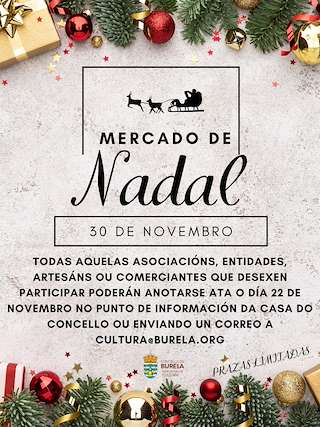 Fechas, información, programa, cartel, imágenes, mapa y ubicación de Mercado de Nadal  en  Burela