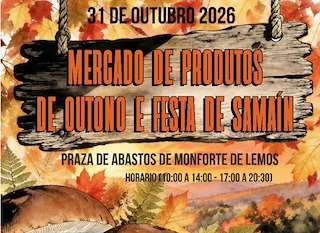 Fechas, información, programa, cartel, imágenes, mapa y ubicación de Mercado de Outono e Samaín (2026)  en  Monforte de Lemos