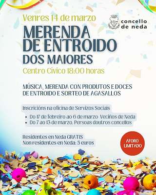 Fechas, información, programa, cartel, imágenes, mapa y ubicación de Merienda de Carnaval de los Mayores  en  Neda