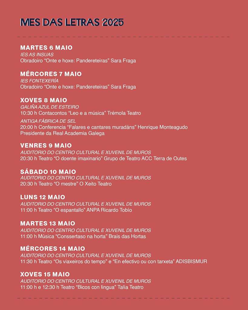 Mes das Letras - XVII Mostra de Teatro Xosé Agrelo (2025) en Muros