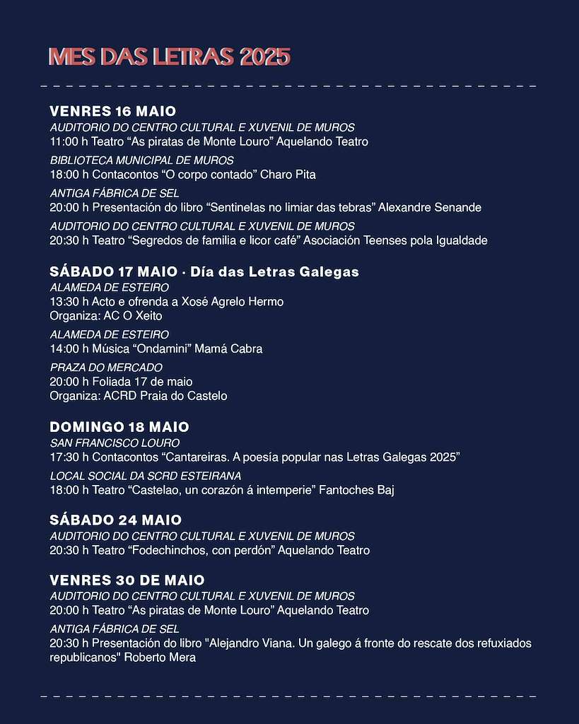 Mes das Letras - XVII Mostra de Teatro Xosé Agrelo (2025) en Muros