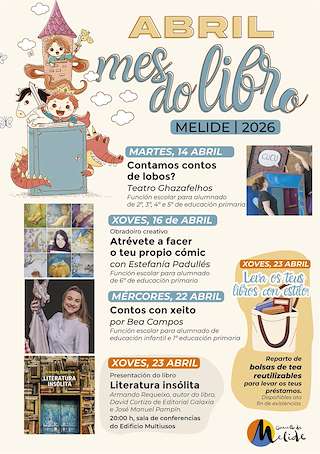 Fechas, información, programa, cartel, imágenes, mapa y ubicación de Mes do Libro (2026) en Melide