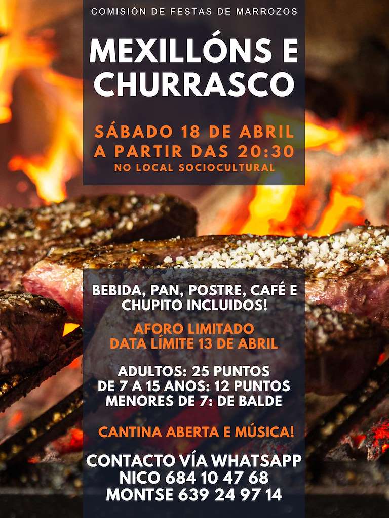 Mexillóns e Churrasco de Marrozos en Santiago de Compostela