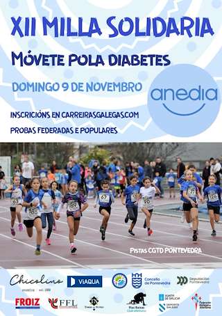 Fechas, información, programa, cartel, imágenes, mapa y ubicación de XII Milla Solidaria Anedia - Móvete Pola Diabetes (2025) en Pontevedra