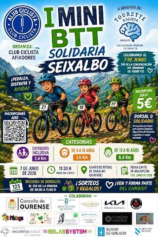 Fechas, información, programa, cartel, imágenes, mapa y ubicación de I Mini BTT Solidaria de Seixalbo (2026)  en  Ourense