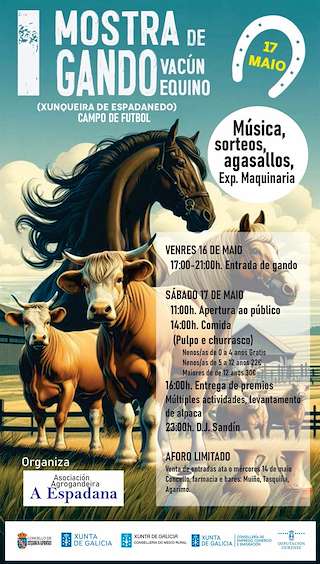 Fechas, información, programa, cartel, imágenes, mapa y ubicación de I Mostra de Gando Vacún Equino  en  Xunqueira de Espadanedo