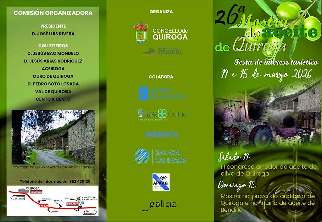 XXVI Mostra do Aceite de Bendilló (2026) en Quiroga