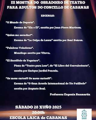 Fechas, información, programa, cartel, imágenes, mapa y ubicación de III Mostra do Obradoiro de Teatro para Adultos  en  Cabanas