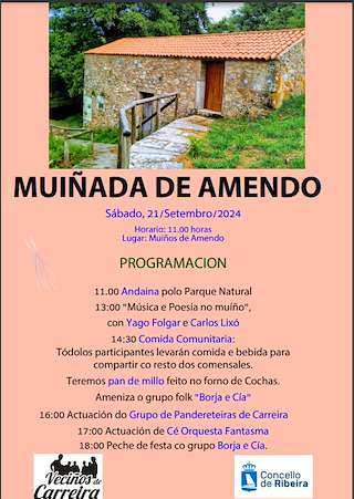 Fechas, información, programa, cartel, imágenes, mapa y ubicación de Muiñada de Amendo  en  Ribeira