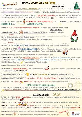 Fechas, información, programa, cartel, imágenes, mapa y ubicación de Programa de Navidad – Cabalgata de Reyes (2025-2026) en Arbo