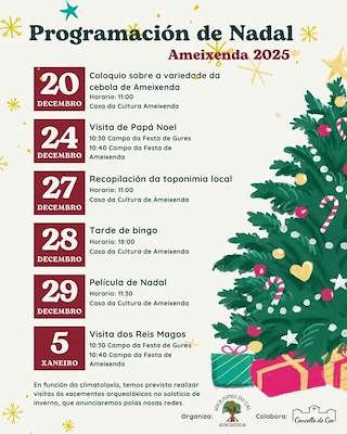 Fechas, información, programa, cartel, imágenes, mapa y ubicación de Programa de Navidad – Visita de los Reyes de Ameixenda (2025-2026) en Cee