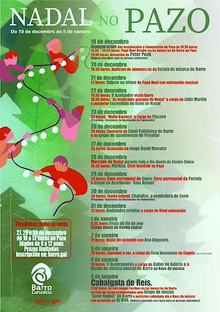 Fechas, información, programa, cartel, imágenes, mapa y ubicación de Navidad en el Pazo – Cabalgata de Reyes (2025-2026) en Barro