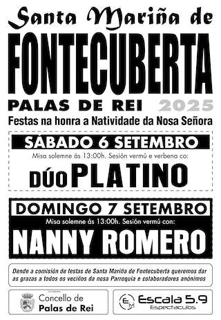 Fechas, información, programa, cartel, imágenes, mapa y ubicación de Natividade de Nosa Señora de Fontecuberta  en  Palas de Rei