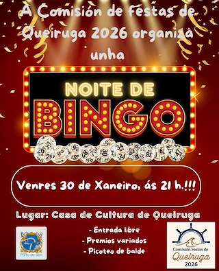 Fechas, información, programa, cartel, imágenes, mapa y ubicación de Noite de Bingo de Queiruga  en  O Porto do Son