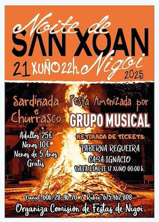 Fechas, información, programa, cartel, imágenes, mapa y ubicación de Noite de San Xoan de Nigoi  en  A Estrada