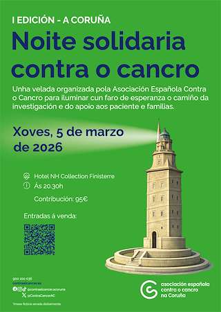 Fechas, información, programa, cartel, imágenes, mapa y ubicación de Noite Solidaria Contra o Cancro (2026)  en  A Coruña