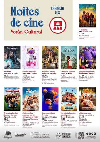Fechas, información, programa, cartel, imágenes, mapa y ubicación de Noites de Cine  en  Carballo