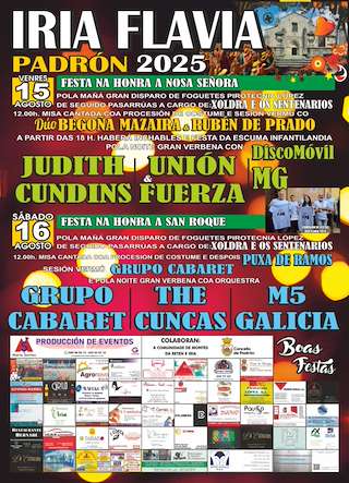 Fechas, información, programa, cartel, imágenes, mapa y ubicación de Nosa Señora da Adina e San Roque de Iria Flavia  en  Padrón