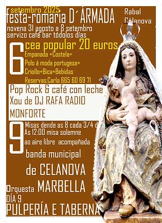 Fechas, información, programa, cartel, imágenes, mapa y ubicación de Nosa Señora da Armada de Rabal  en  Celanova