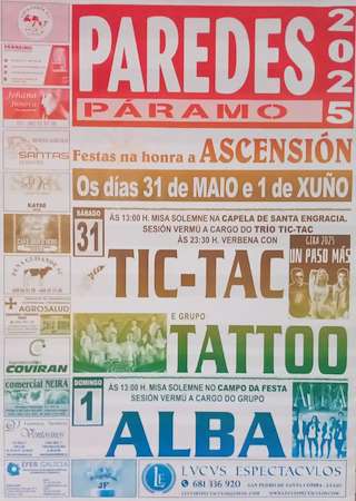 Fechas, información, programa, cartel, imágenes, mapa y ubicación de Nosa Señora da Ascensión de Paredes  en  O Páramo