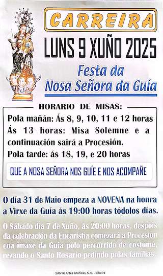 Fechas, información, programa, cartel, imágenes, mapa y ubicación de Nosa Señora da Guía de Carreira  en  Ribeira
