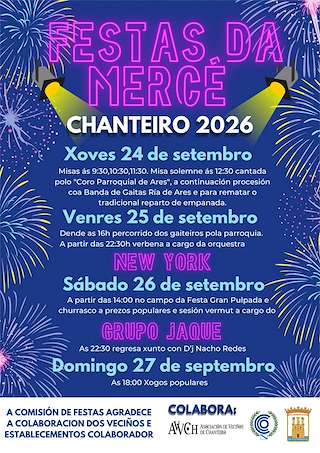 Fechas, información, programa, cartel, imágenes, mapa y ubicación de Nosa Señora da Mercé de Chanteiro (2026) en Ares
