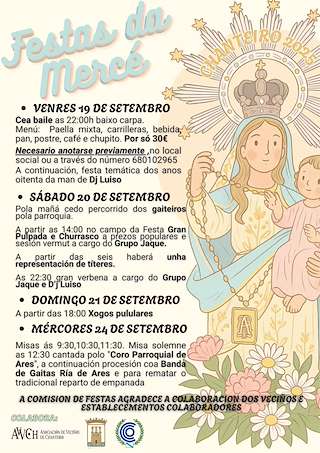 Fechas, información, programa, cartel, imágenes, mapa y ubicación de Nosa Señora da Mercé de Chanteiro  en  Ares