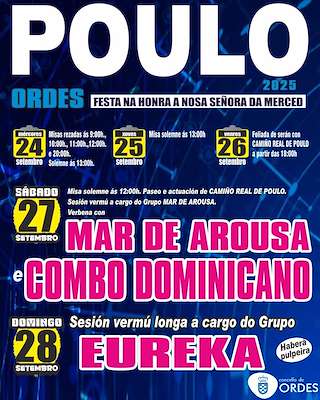 Fechas, información, programa, cartel, imágenes, mapa y ubicación de Nosa Señora da Mercé - Romería de Poulo (2025)  en  Ordes