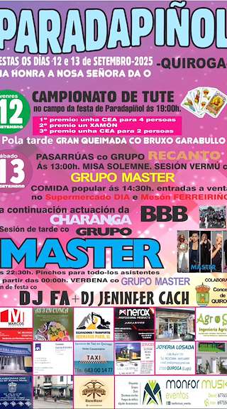 Fechas, información, programa, cartel, imágenes, mapa y ubicación de Nosa Señora da O de Paradapiñol  en  Quiroga