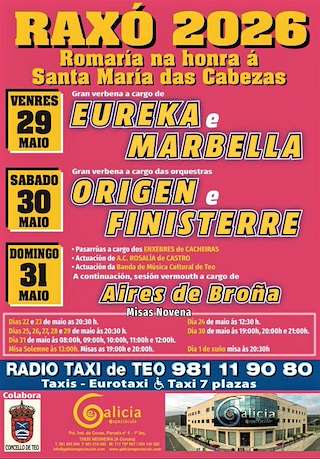 Fechas, información, programa, cartel, imágenes, mapa y ubicación de Nosa Señora das Cabezas de Raxó (2026)  en  Teo